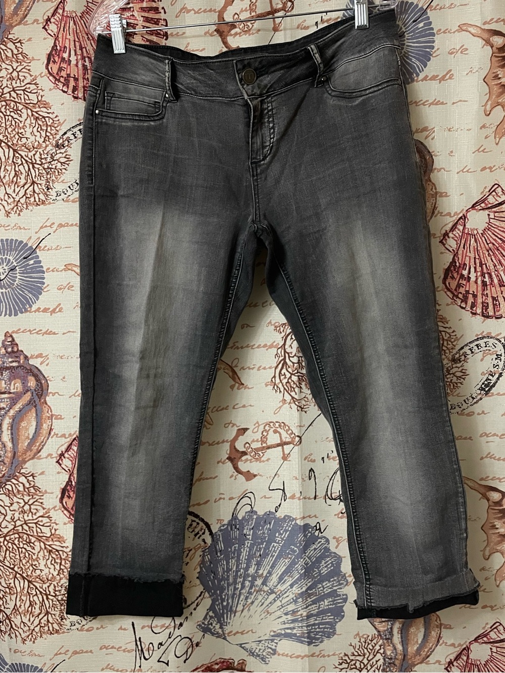 Gray Washed Crop Jeans
